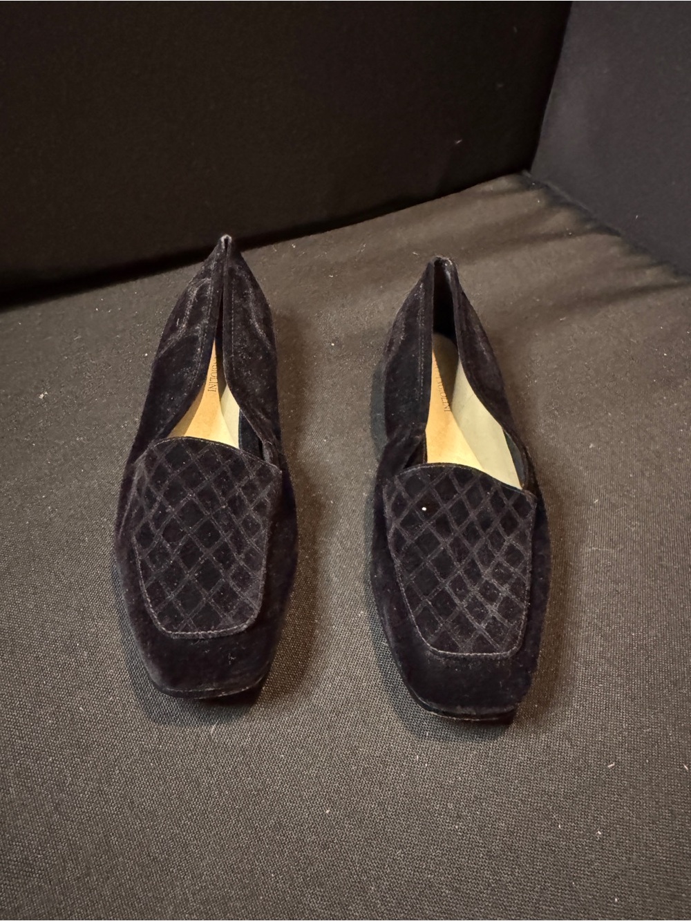 Enzo Angiolini Black Quilted Velvet Loafers